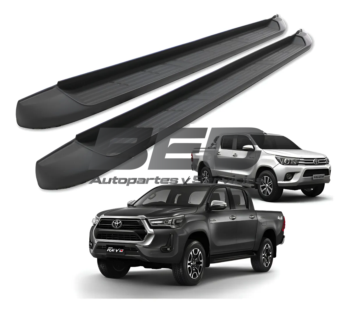 Pisaderas Negras Estilo Original Toyota Hilux 2016 al 2024